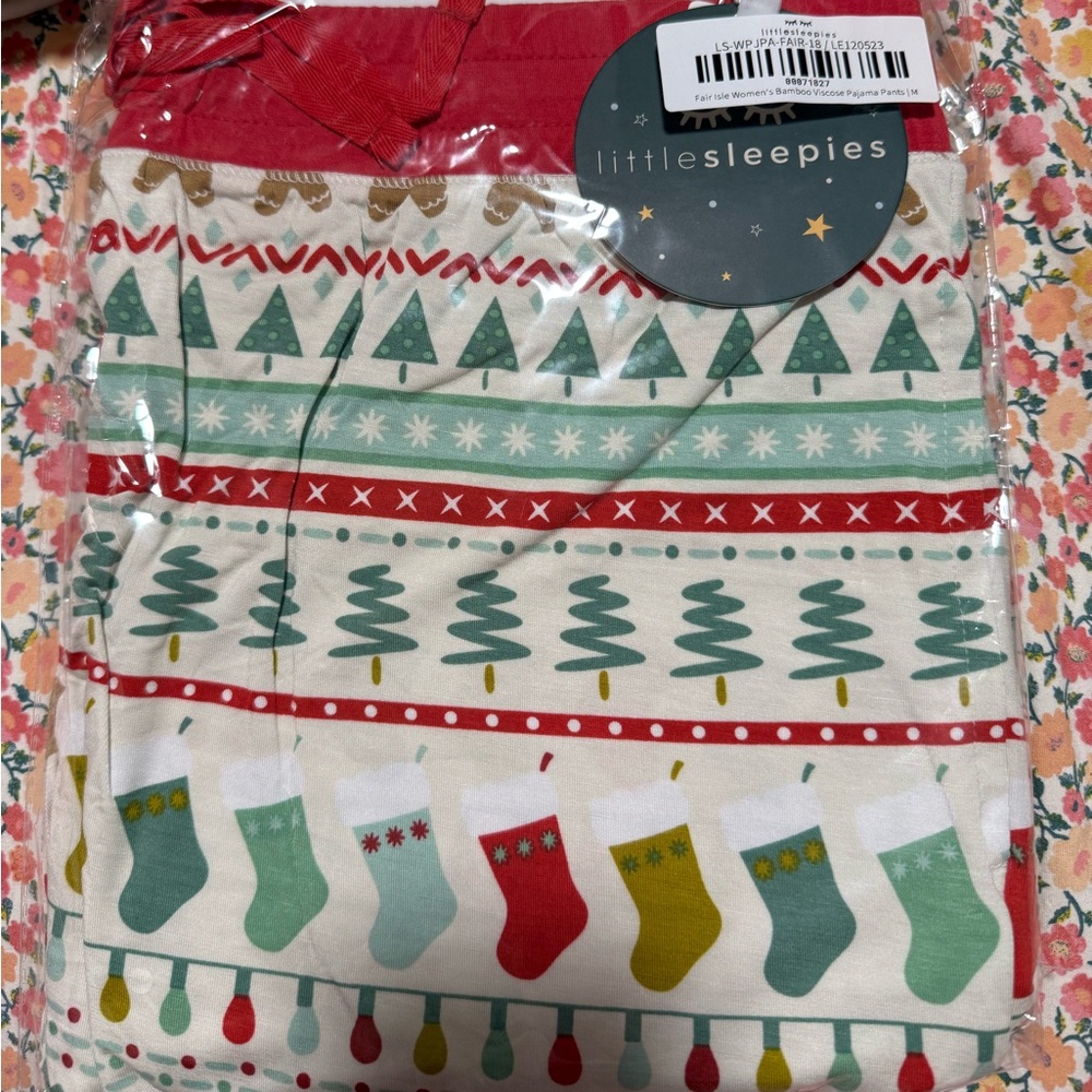 NWT Little Sleepies Fair Isle Women's Pajama Pants M Bamboo Christmas Holidays